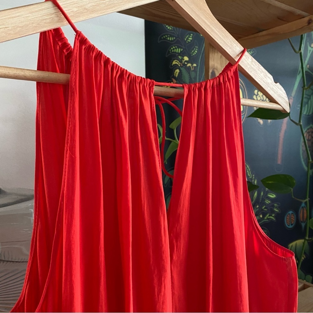 Ramy Brook Red Shelly Smocked Drop Waist Mini Dress S - Picture 7 of 16